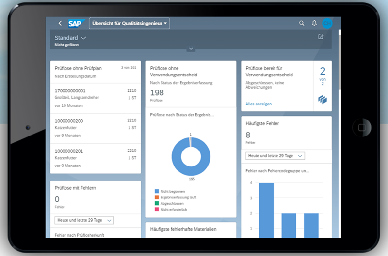 Mobile Ansicht für Qualitätsingenieure von SAP Qualitätsmanagement