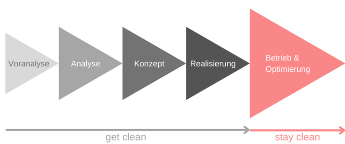 Elemente und Ablauf des get clean & stay clean Projekts